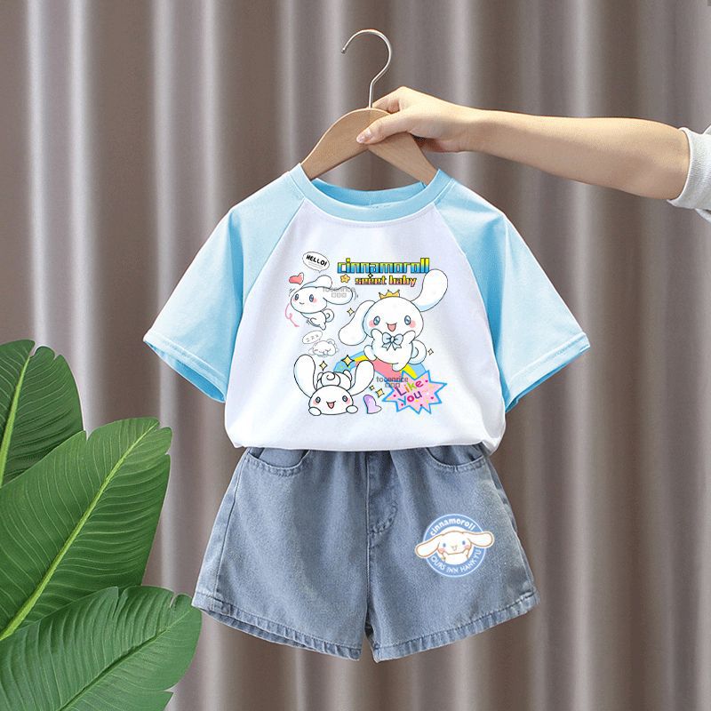 【限定特典】玉桂犬服女子セット純綿tシャツ半ズボン子供中大きい子供服洋カジュアル韓国版