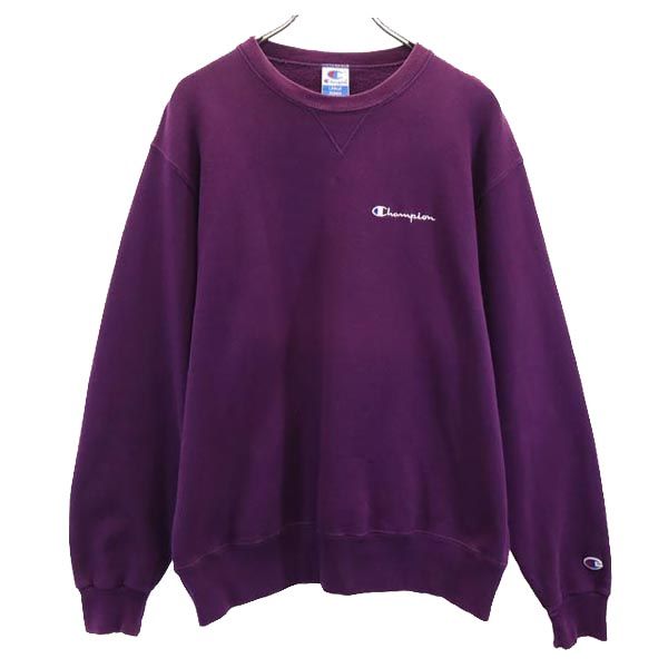 90s USA製 オールド 長袖 トレーナー L パープル系 裏起毛 メンズ