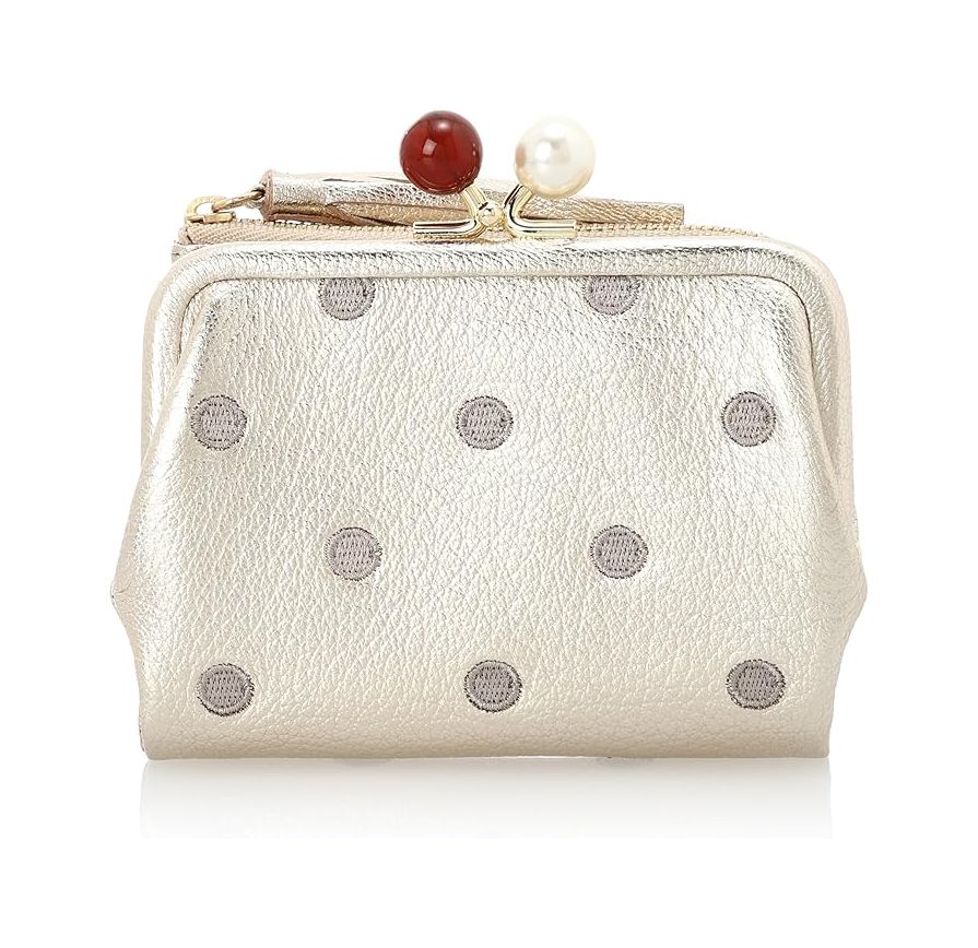 財布 ミニ財布 レディース がま口 二つ折り 本革 ゴールドドット 08-06-03560 二つ折り財布 おしゃれ アクリル玉 札入れ 小銭入れ さいふ カードポケット GDDOT