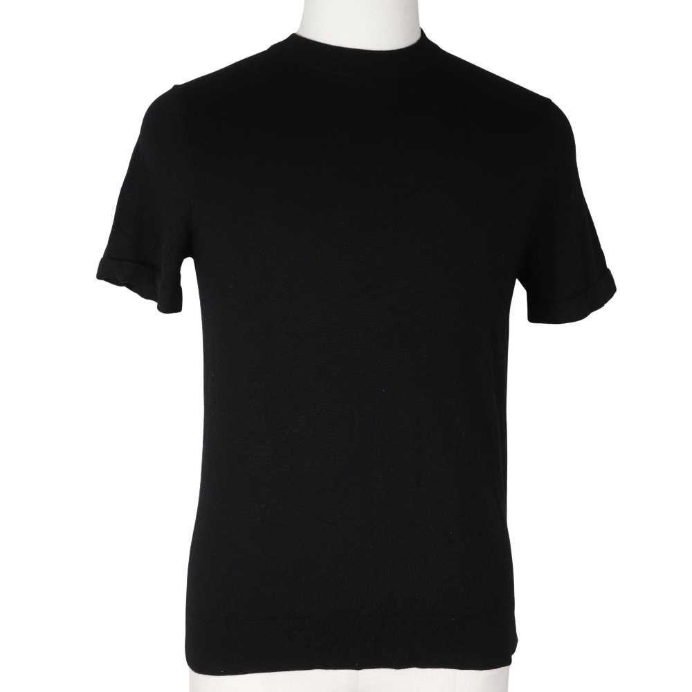 theory セオリー ニットシャツ リーガルウールゴリスTシャツRW 02-4301702 半袖Ｔシャツ ウール 黒 メンズ 中古品