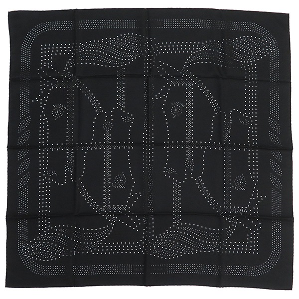 エルメス HERMES スカーフ カレ90 CARRE シルク ノワール 黒 パンチング【QUADRIGE /カドリージュ】 【箱】【中古】