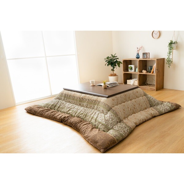 1161010120203 こたつ布団 単品 ふっくら 日本製 エレガンス調 グリーン 約205×245cm メーカー直送