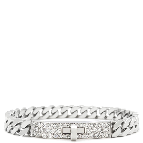 エルメス HERMES ブレスレット ケリー グルメット TPM K18WG ダイヤモンド ホワイトゴールド ST 750 18K チェーン 41Pダイヤ H221410B 【箱】【中古】