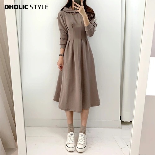 [メガ割りSALE]裏起毛ウエストタックパーカーワンピース・p433384