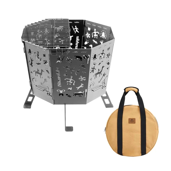 焚き火台 キャンプ 折りたたみ式 五徳付き 灰受け付き 薪グリル 炊き火台 燃焼効率高い 収納袋付き アウトドア バーベキューコンロ 薪台 組み立てやすい 手入れ簡単 大型