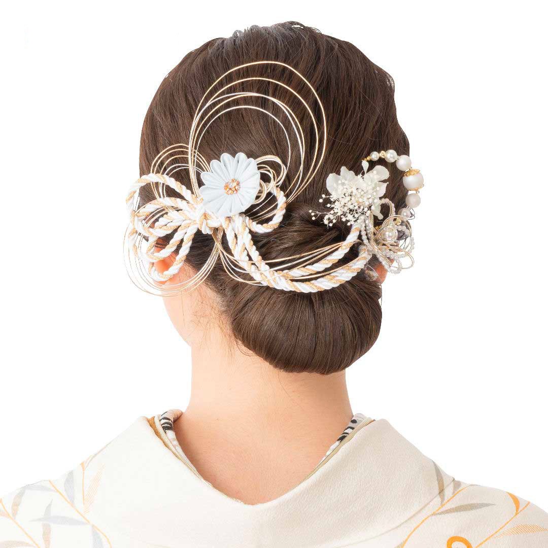 成人式 振袖 髪飾り 400-926 髪飾りセット つまみ Uピン ヘアアクセサリー 和装 アクセサリー シロ グレー 薄ムラサキ アカ 入学式 成人式 卒業式 結婚式 浴衣 ブライダル 披露宴