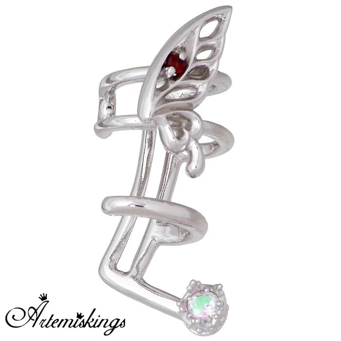 アルテミスキングス ARTEMIS KINGS バタフライ シルバー イヤカフ ガーネット ミスティッククォーツ 片耳用 1個売り アルテミスクラシック Artemis Classic AKE0084