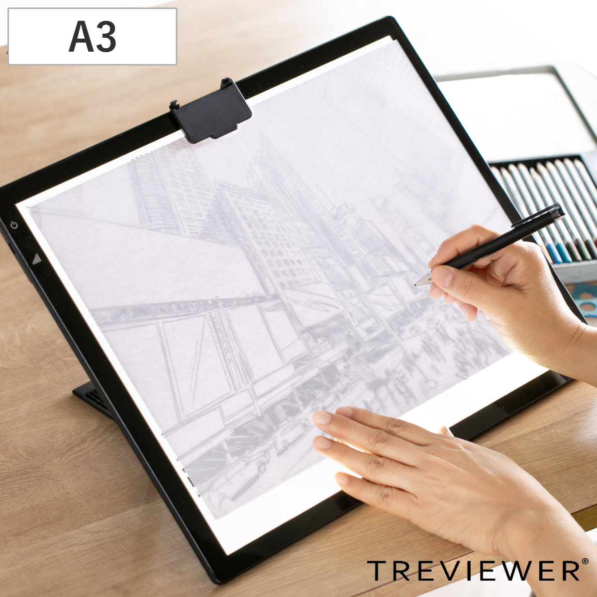 トレース台 A3 トレビュアーlite LED A3-LT10B TREVIEWER 薄型 軽量 日本検品 USB Type-C 6段階調光 1年保証 バッテリー内臓 ライトボード トレース