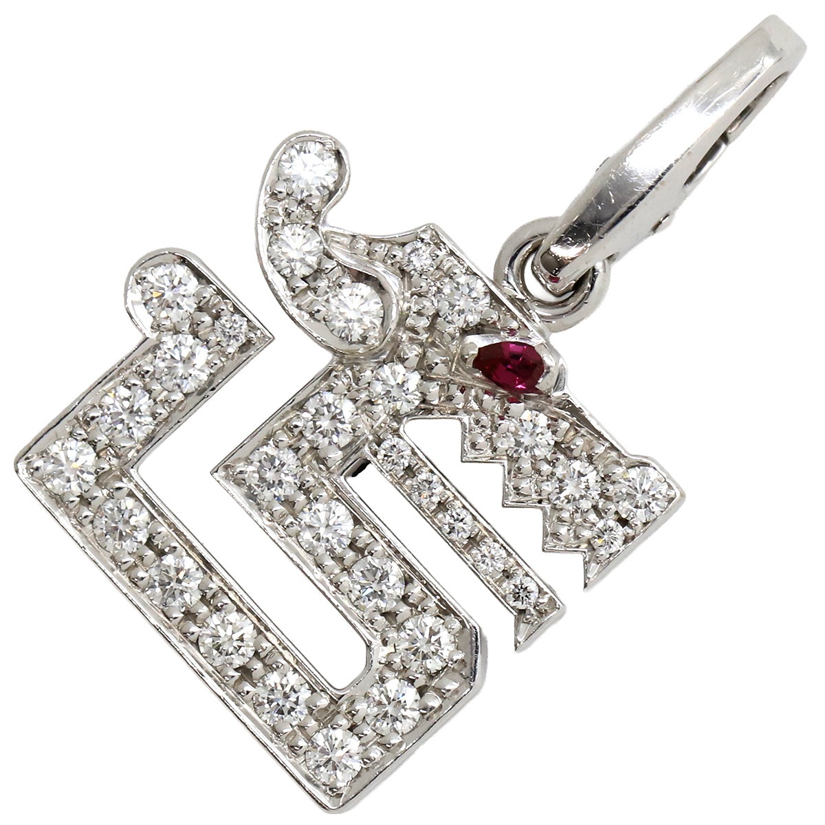 カルティエ Cartier ペンダントトップ ル ベゼデュ ドラゴン チャーム K18WG ダイヤモンド ルビー ホワイトゴールド 18金 750WG B3009700【中古】