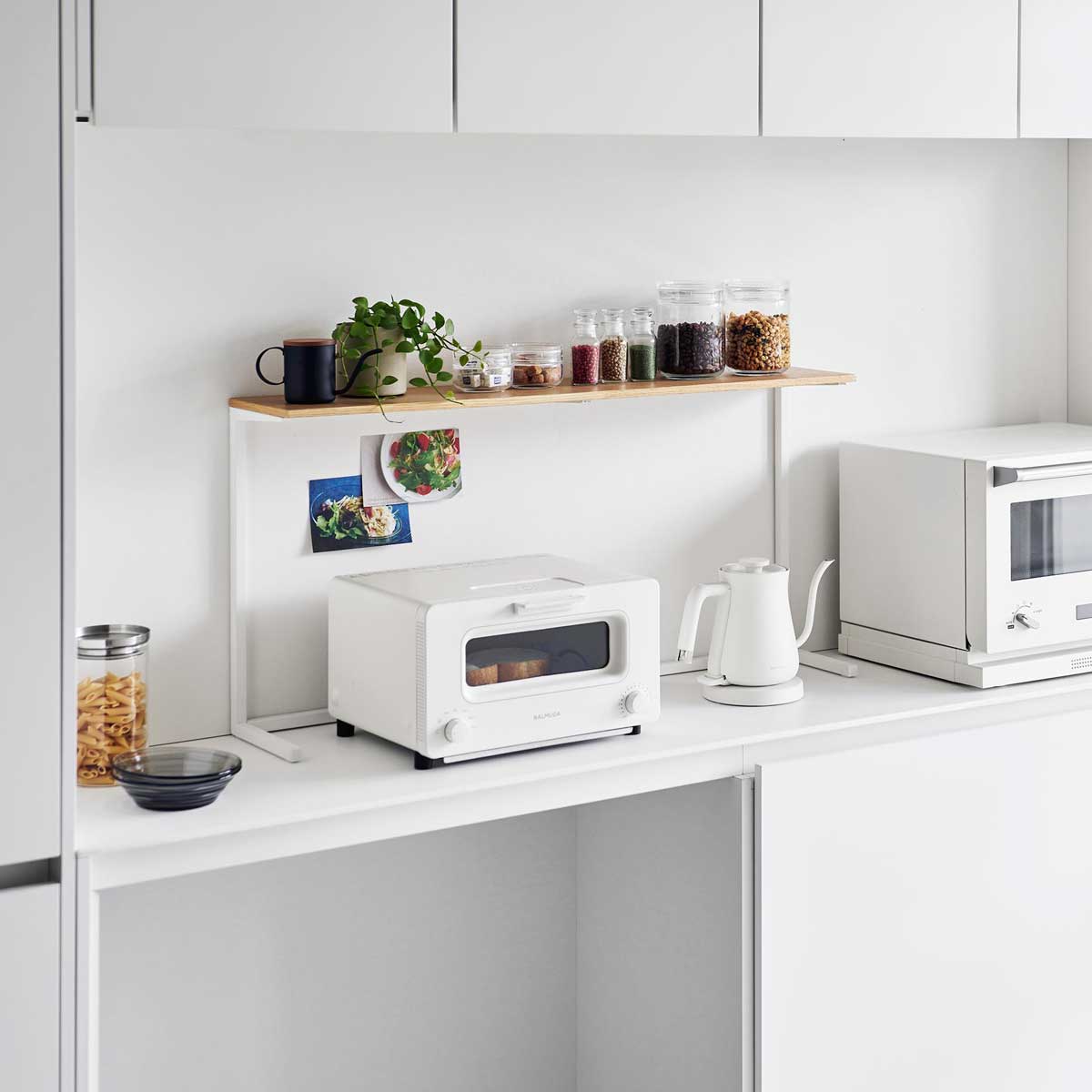 キッチン収納棚 山崎実業 tower タワー キッチンカウンター上棚 ホワイト