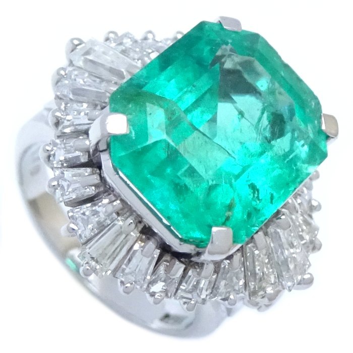 リング 指輪 エメラルド6.96ct ダイヤモンド1.70ct 10号 Pt900プラチナ/64960【中古】