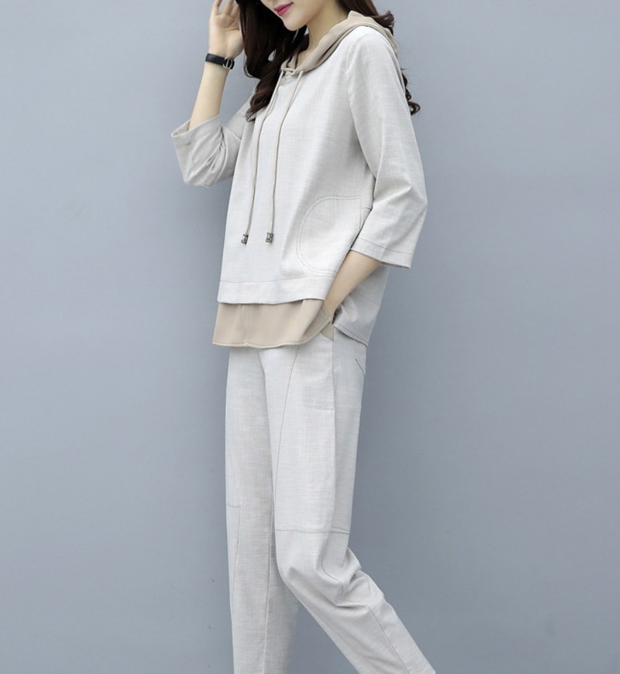 セットアップ モテアイテム パーカー スウェット レイヤード ジョガーパンツ 長袖 フード付き ポケット 可愛い きれいめ 上品 おしゃれ かっこいい 可愛い ラブリー キュート ガーリー