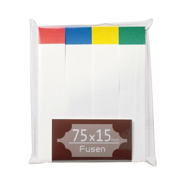 （まとめ）TANOSEE ふせん 75x15mm ホワイト（4色帯入） 1パック（4冊） [x30]