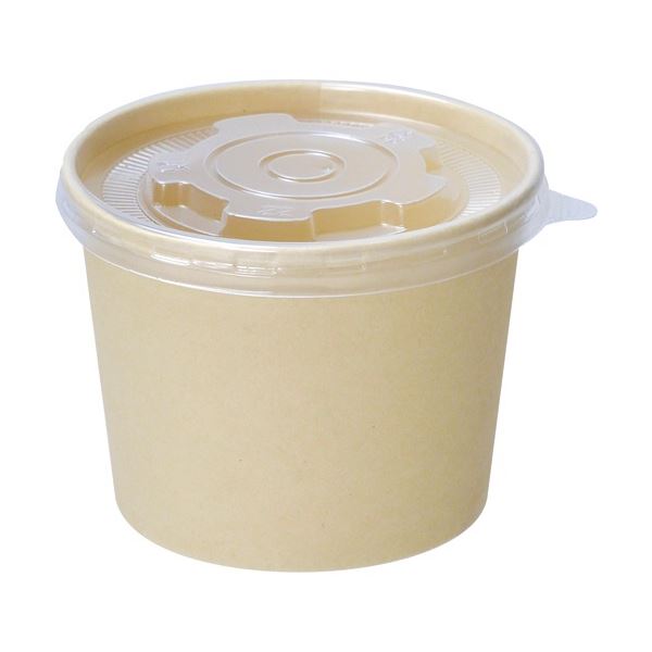 （まとめ）未晒バンブーペーパー フタ付フードボウル 520ml （30組）[x3]