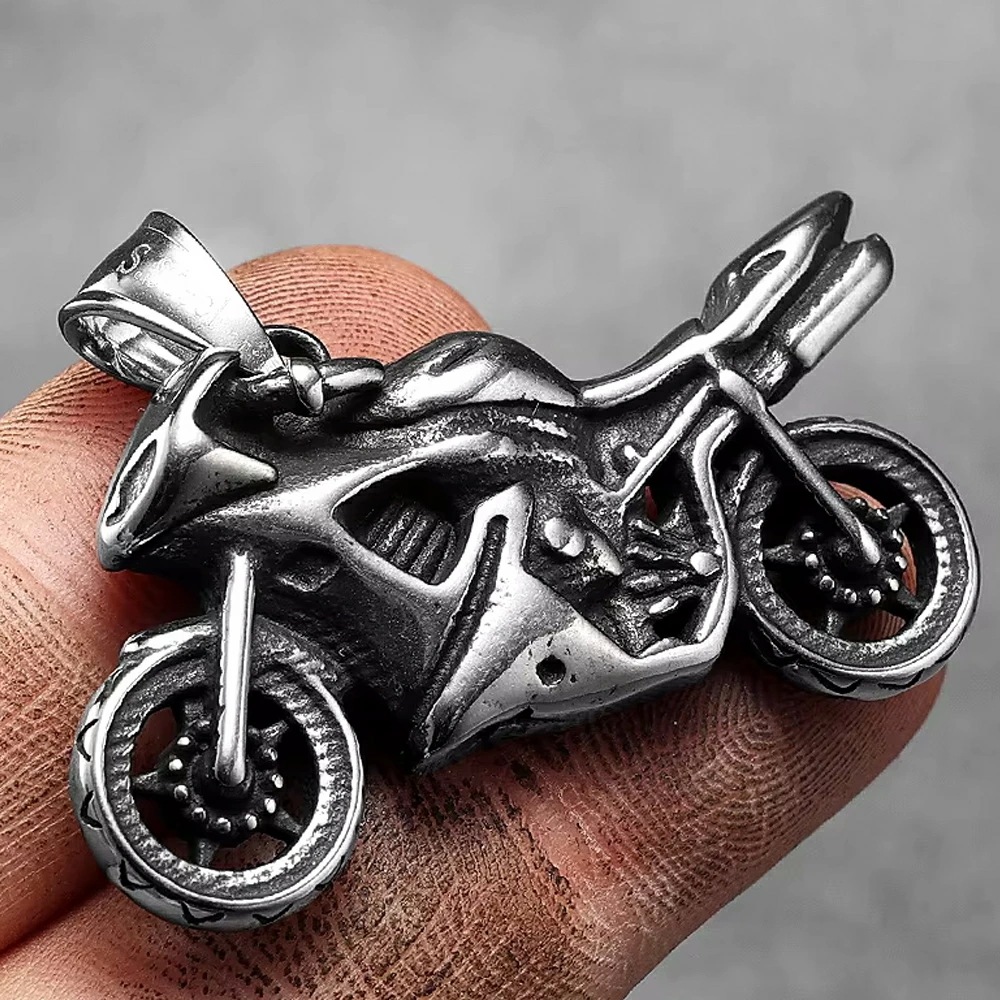 バイクペンダントトップ（レーサータイプ）ステンレス 単車 オートバイ 3D 立体 アクセサリー 首飾り ヘッドのみ チェーンは別売り 男性 女性 プレゼント 父の日 stt00-00-0656