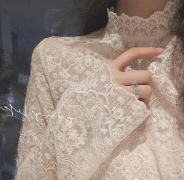 ブラウス レース トップス 長袖 20TYPE S-XL