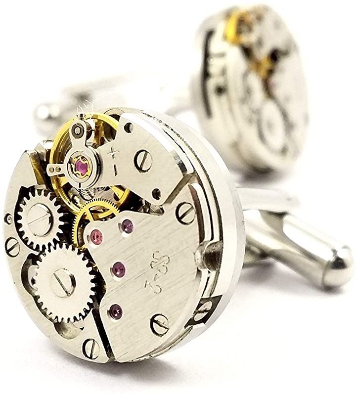 丸型 メカニカル ムーブメント 歯車 カフスボタン フレームレス カフスリンク(合金)