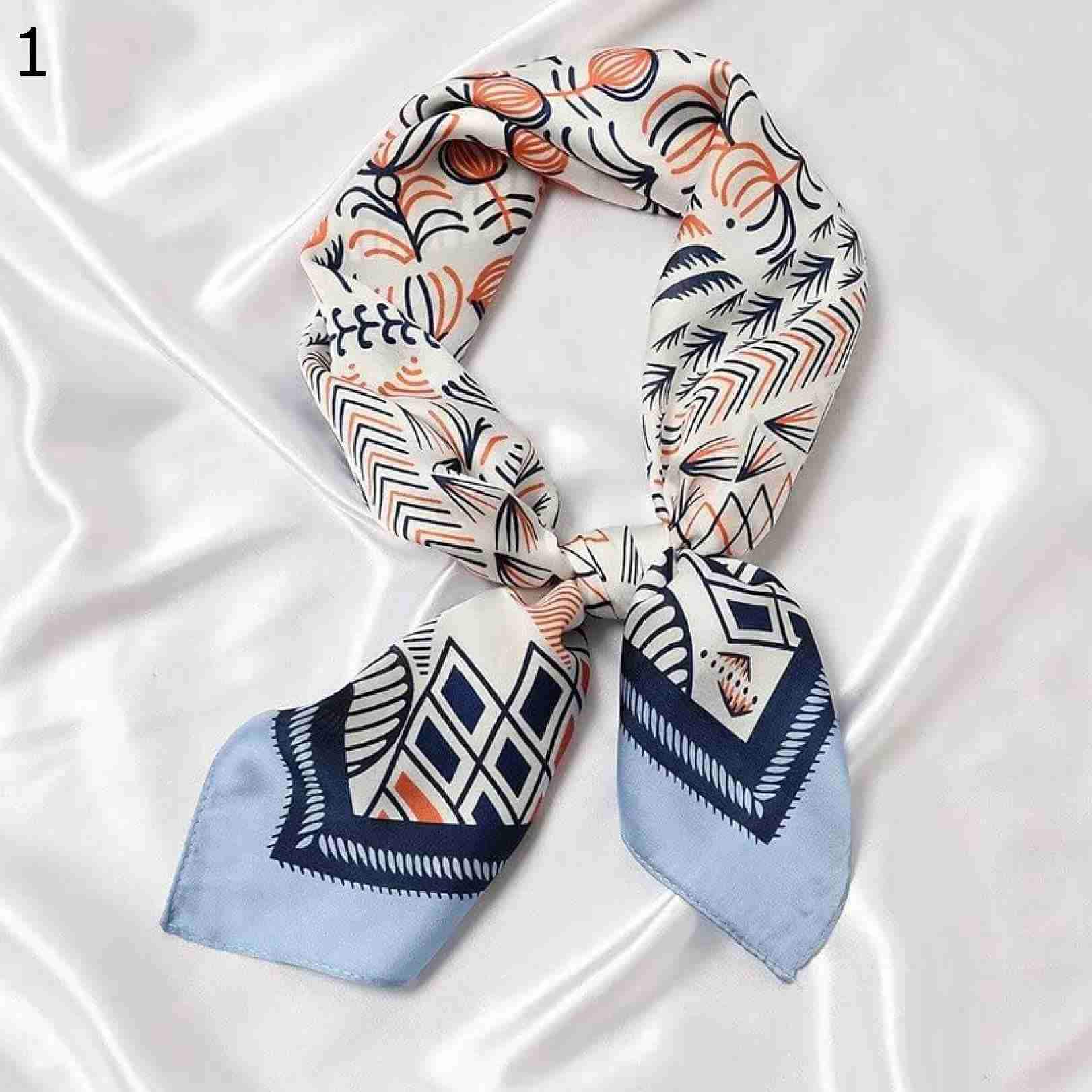 【20%OFFクーポン～】女性スモール サテン スカーフファッション ネック ヘア タイ スカーフ ショール スクエア プリント ラップ ファム ハンカチ : 70x70cm) スカーフ Size