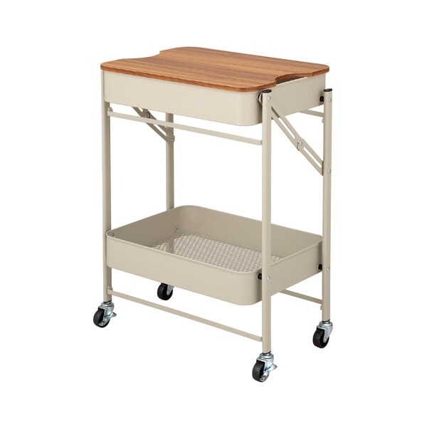 折り畳める2段ワゴン Amely グレージュ