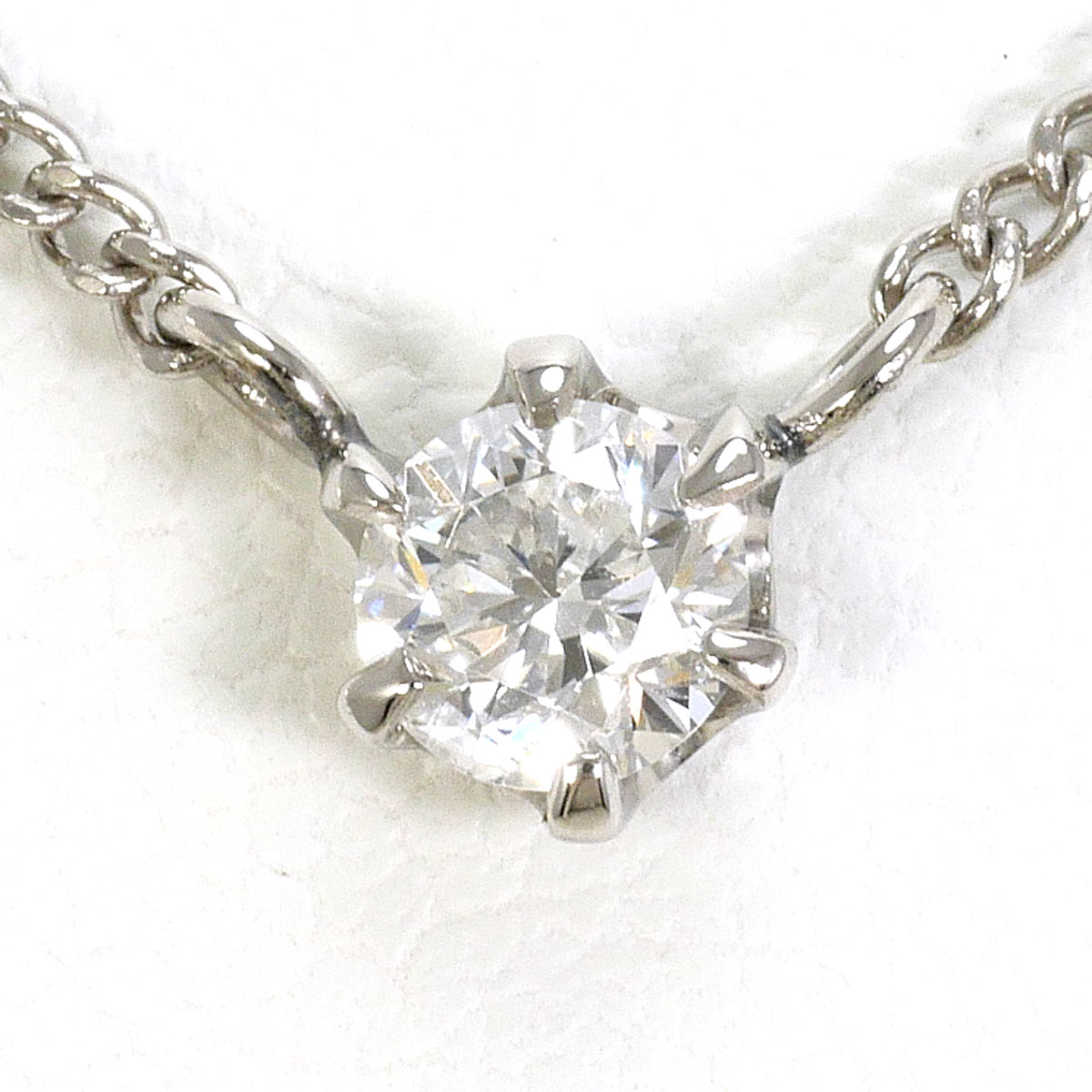 PT850 プラチナ ネックレス ダイヤモンド 0.220 ct 総重量約3.3g 約41cm 中古