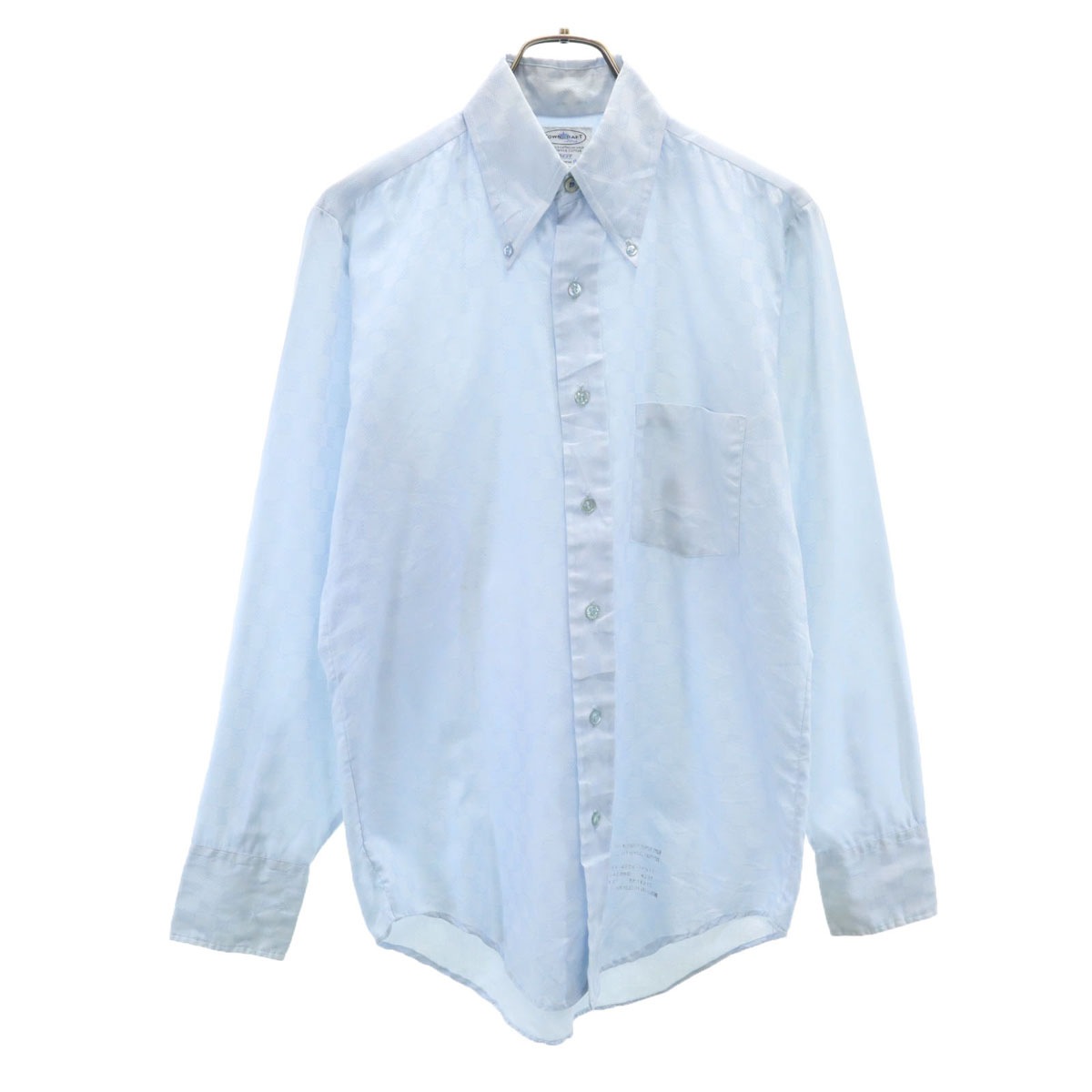 70s ヴィンテージ PENN PREST 長袖 ボタンダウンシャツ 14 1/2 33 ライトブルー Penneys メンズ 古着