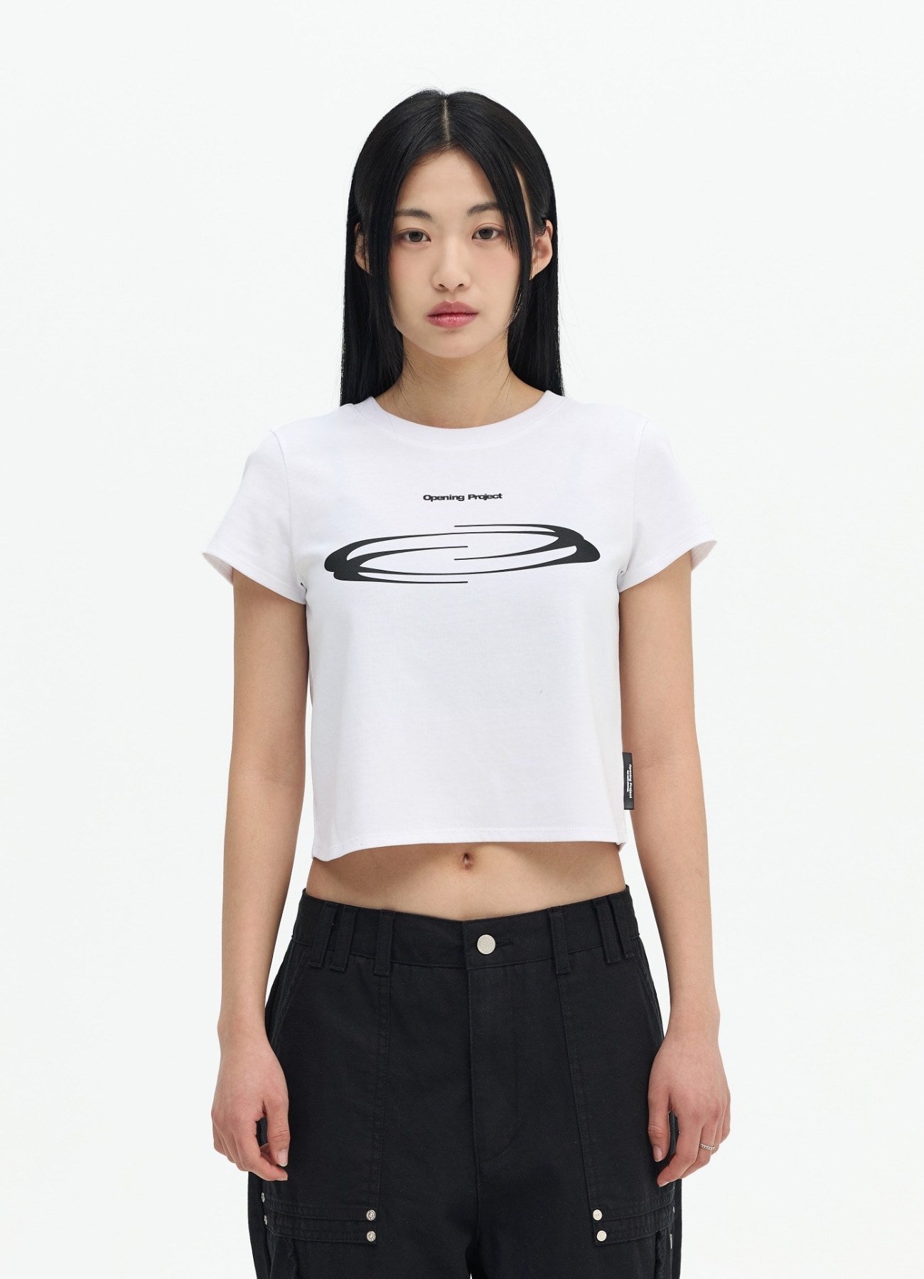 [오프닝프로젝트] W クロップ シンボル Tシャツ(White,Black)