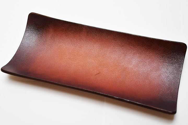 atelierCODEL レザートレイ 小物入れ 1枚の革から職人が形作る芸術的な曲線 本革 アクセサリートレイ キャッシュトレイ 大きめ(手染めブラウン, 長方形)