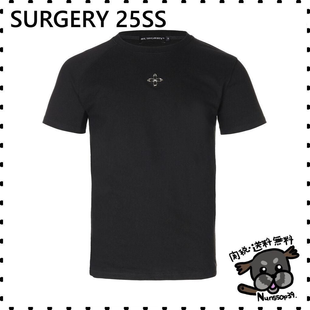 【SURGERY】unbalance metal clover logo slim T-shirts