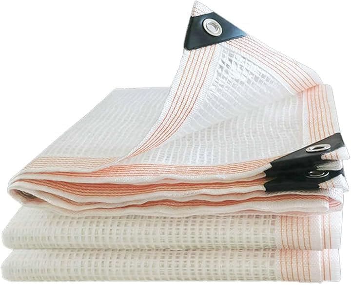 防水シート 屋外 屋根 厚手 ビニールシート 両面防水 防雨 防風 多肉 植物 猫犬ペットを守ります 内蔵メッシュ繊維強化ロープた HDPE製 (透明なグリッド, 2.5Mx4M)