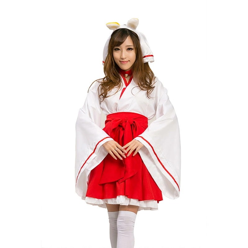 巫女コスプレ衣装 巫女服 セクシー 巫女さん 巫女衣装 みこ 上下セット 和服 着物 花魁 メイド服 振袖 袴風 プリーツ スカート 和風コスプレ 和装 ハロウィン コスプレ キツネ衣装 キツネ耳 み