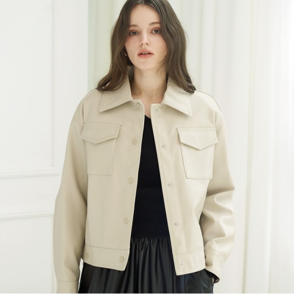 (ミステリアス) クラックパターンエコレザージャケット_KSJK240101