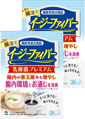 他サイト： イージーファイバー 乳酸菌プレミアム 40パック 食物繊維 乳酸菌 オリゴ糖配合 難消化性デキストリン (水溶性食物繊維) 小林製薬【機能性表示食品】 40個 [大人]の商品画像