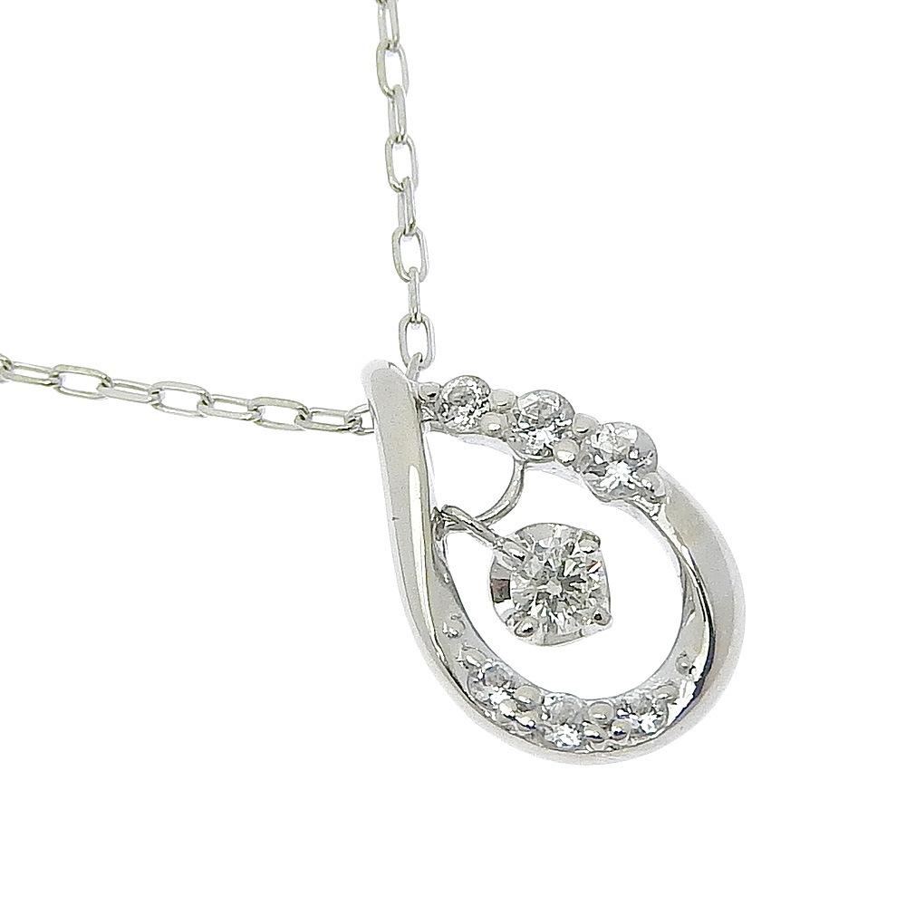 ティアドロップ 2018年クリスマス限定 ネックレス K10ホワイトゴールド 約1.4g レディース 中古品 Aランク