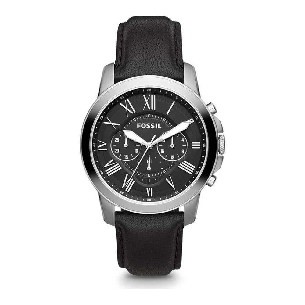 Fossil Grant Chronograph Black Leather Mens Watch FS4812