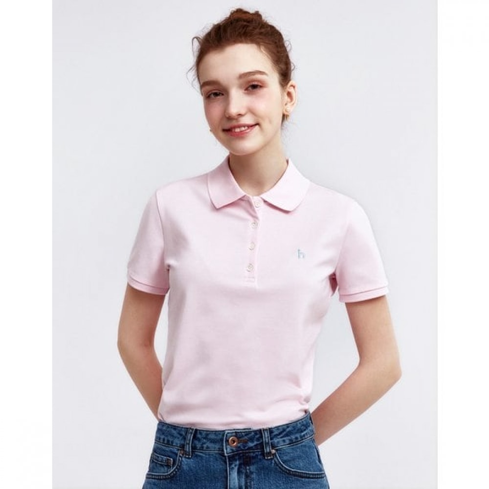 [24SS] [ベスト] ライトピンクベーシックショートスリーブカラーTシャツHSTS4BC31P1