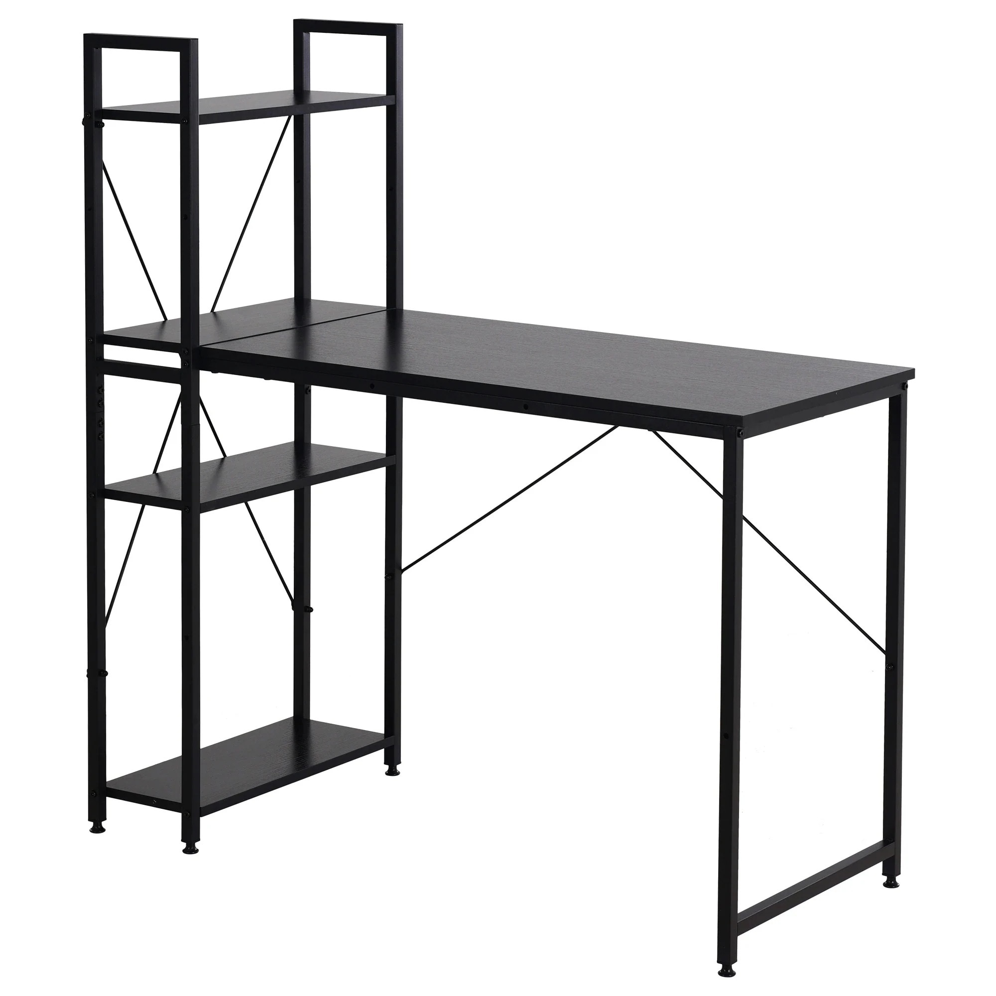 296【301556EAAオフィスチェア+パソコンデスク セット】パソコンデスク ラック付き 調整可能　デスク ワークデスク 木製 学習デスク