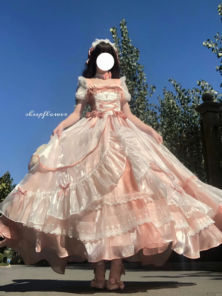 ロリータイブニングドレス ピンク 学生の日 成人式 パーティー 司会者 美術試験 卒業式 プリンセスドレス