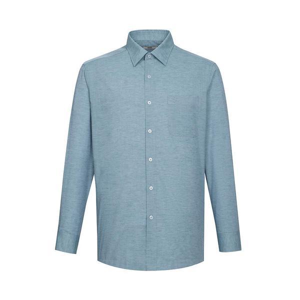 リネン混紡ソリッドライクシャツ レギュラーフィット グリーン_DLS2SHCL101E1