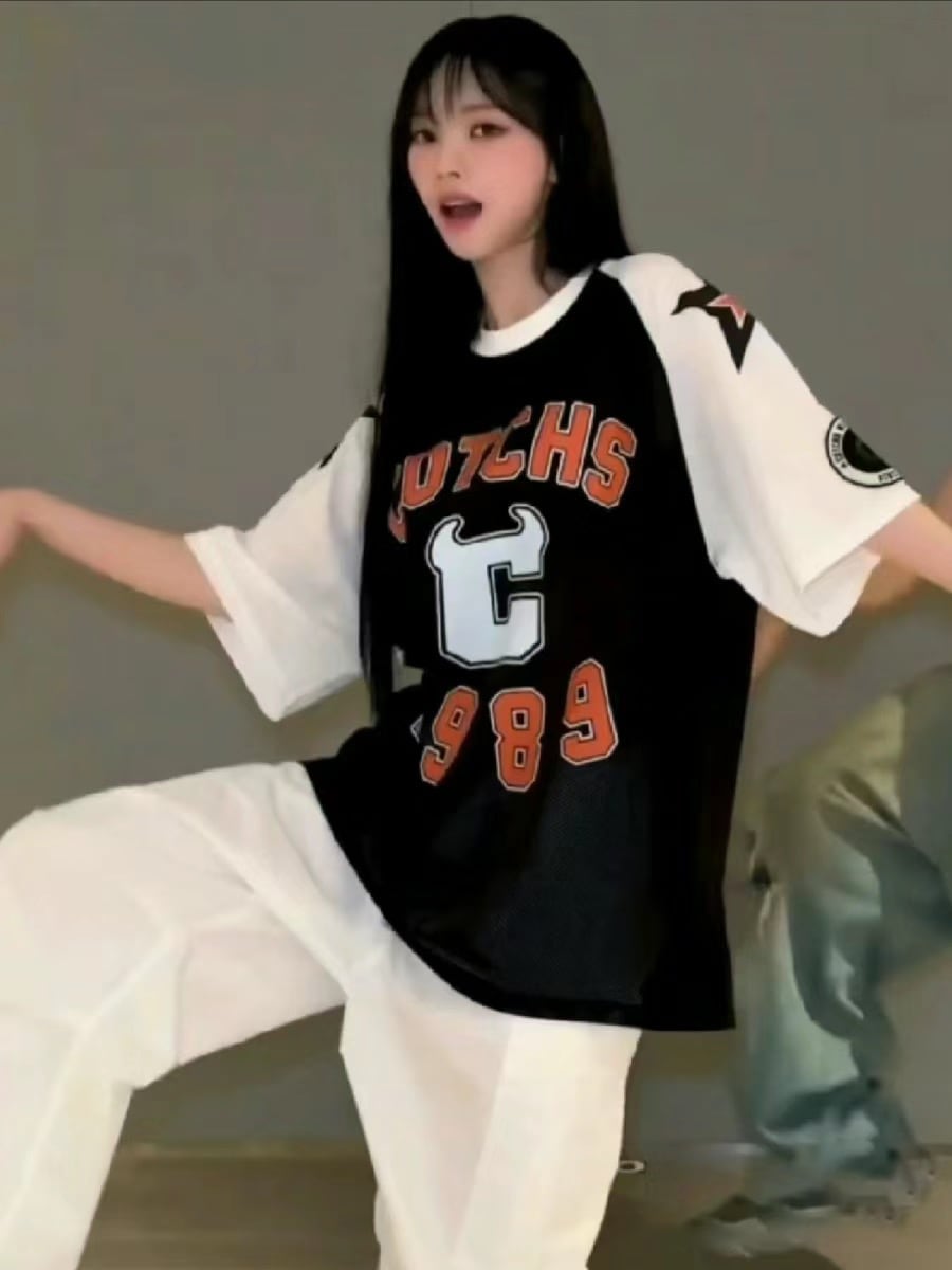 【2枚購入で200円 OFF！急速出荷】Aespa リュ ジミン ジャージ 半袖 Tシャツ レディース ラグランスリーブ 五分袖トップス