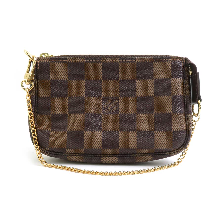 ルイ ヴィトン LOUIS VUITTON アクセサリーポーチ ハンドバッグ ダミエ ミニ ポシェット アクセソワール ダミエキャンバス ブラウン ゴールド レディース N58011 e60401g