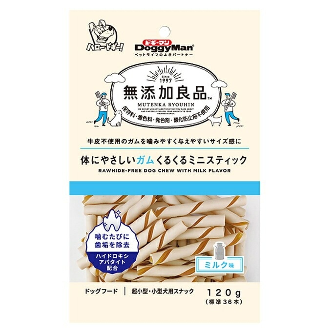 （まとめ買い）無添加良品 体にやさしいガム くるくるミニスティック 120g（標準36本） [x16]