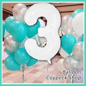 ホワイト&ティファニーブルー 風船 バルーン パーティー 誕生日 飾り付け パーティー誕生日 結婚式 パーティー 記念日 誕生日 二次会 子供会
