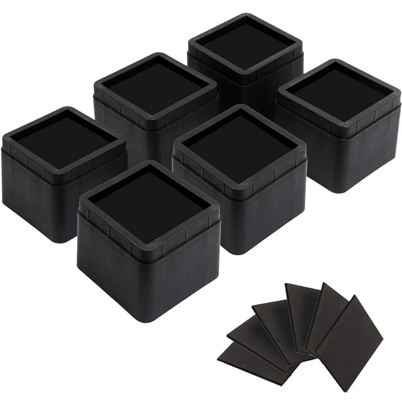 Uping テーブルベッドの高さ調節が簡単にできるベッドの高さをあげる足 6個セット 高さを上げる 高さ調節脚 こたつ 継足し 継ぎ足 テーブル脚台 高さ調整 暖房器具 (耐荷重1000kg) ブラ