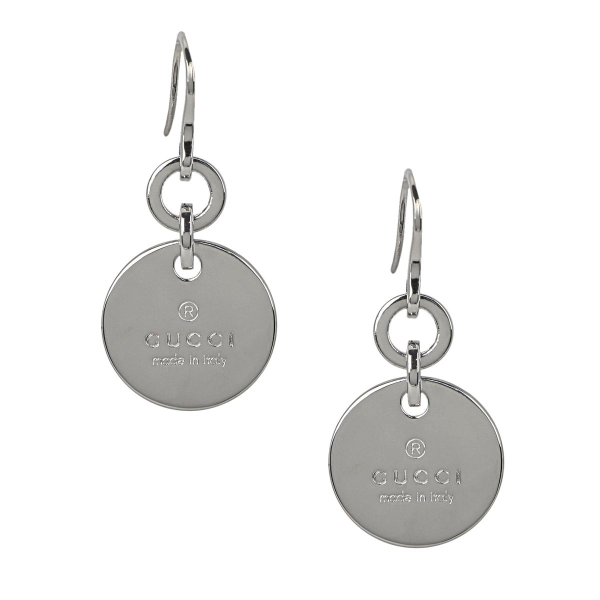 GUCCI 151391-J8400-8106 SILVER PIERCE MADE IN ITALY グッチ サークルプレート ドロップタイプ ピアス レディース イタリア製 スターリングシルバー