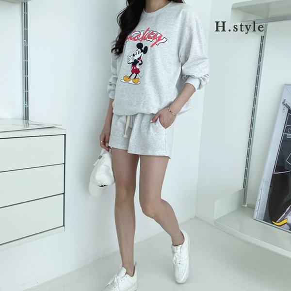 HスタイルBMピンクミッキー半袖短パンセット/春の新商品/ディズニー正規品/ミッキー/トレーニングセット/マートルック/ジャージセット