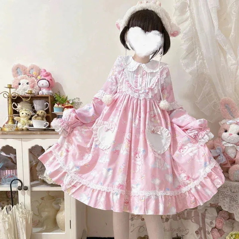 2025年新作店長おすすめ！コスプレスウィートソフト萌えウサギロリータドレスかわいい長袖opドレス春秋 レディース ドレス 韓国ファッション