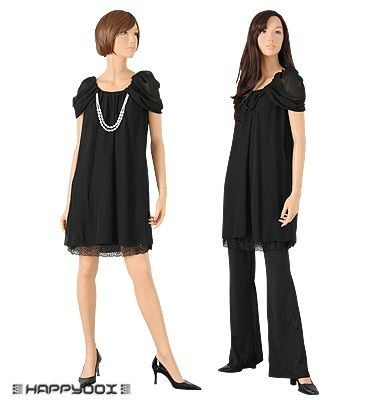 ブラック ワンピース＆パンツ4点セット 7号15号 結婚式 お呼ばれ パーティー 二次会 発表会 演奏会 服装 入学式 七五三