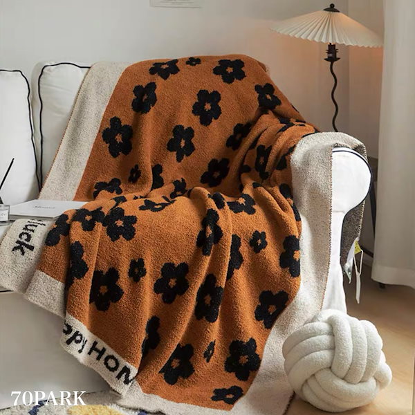 【新品未使用】竹繊維　毛布　ブランケット 　ブラウン　花柄 新品未使用】竹繊維 毛布 ブランケット ブラウン 花柄 【公式通販】
