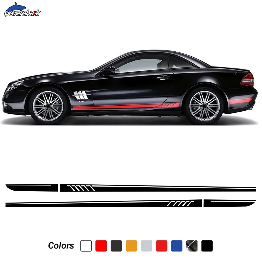 2個セット AMG ドアサイドストライプスカートステッカー ビニールデカール メルセデスベンツ SLクラス R230 R231 SL500 SL350 アクセサリー 輸入品