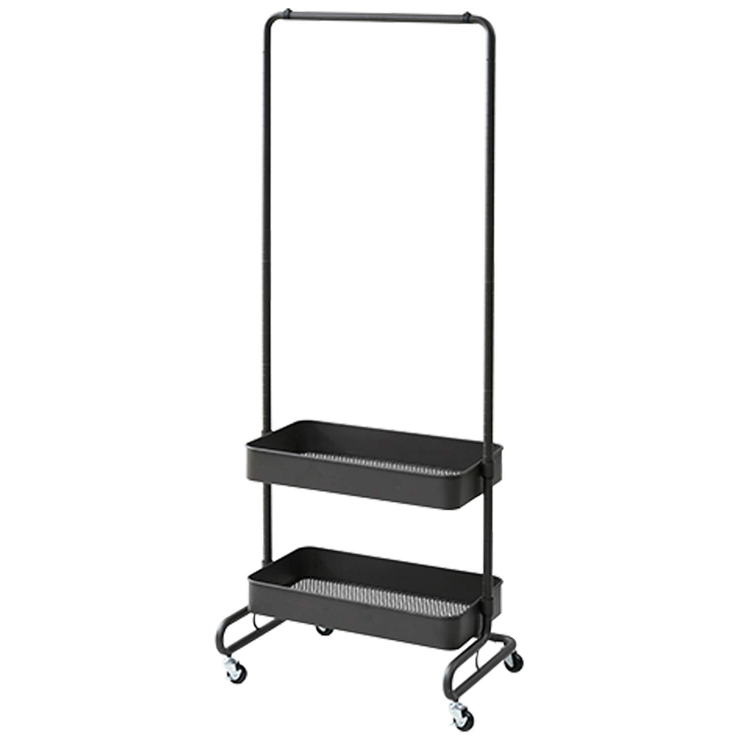 山善 トローリーハンガー ブラック バスケット2段 バスケット2段仕様 LTH-2B(BK)